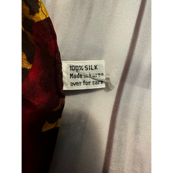 One Size Silk Scarf Leopard Print Brown Red Teal - Picture 3 of 4